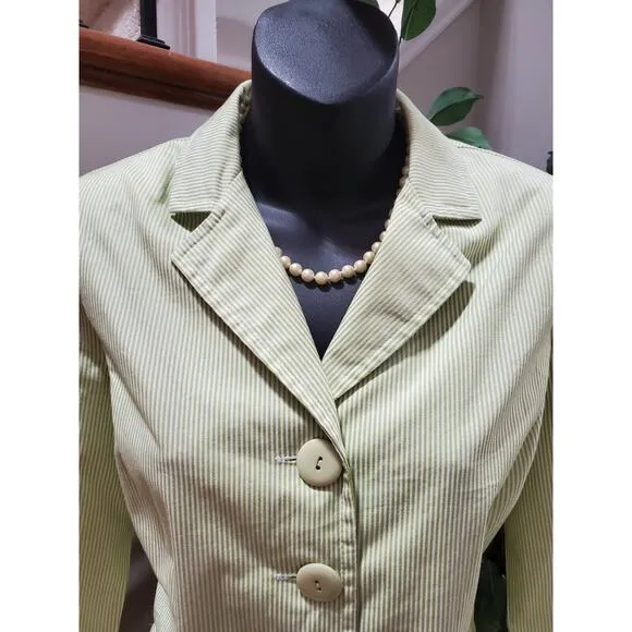 Tracy Evans Women's Green Cotton Single Breasted Blazer &amp; Skirt 2 Pc's Suit 10